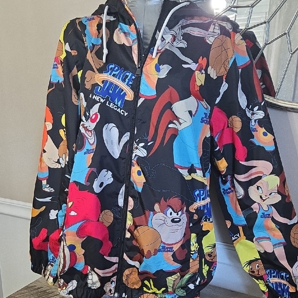 Members Only Looney Tunes Basketball Jacket Black Multi